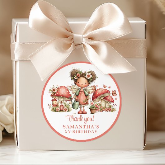Delightful Pink Fairy Birthday Thank You Stickers