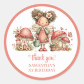 Delightful Pink Fairy Birthday Thank You Stickers (Devant)