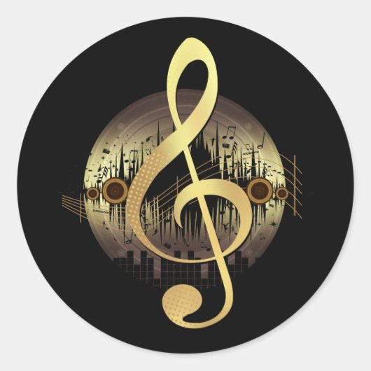 Delightful Tune - Gold  Ronde Sticker (Voorkant)