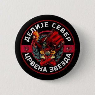 Delije Noord 1989 Rode Ster Belgrado Ronde Button 5,7 Cm