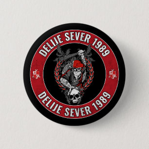Delije Noord 1989 Rood Witte Ster Ronde Button 5,7 Cm