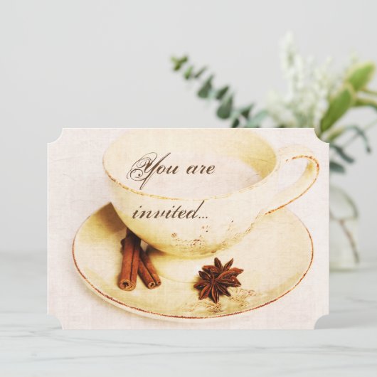 Deliscious Chai Tea Cup - Tea Party Uitnodigen Kaart (Staand voorkant)