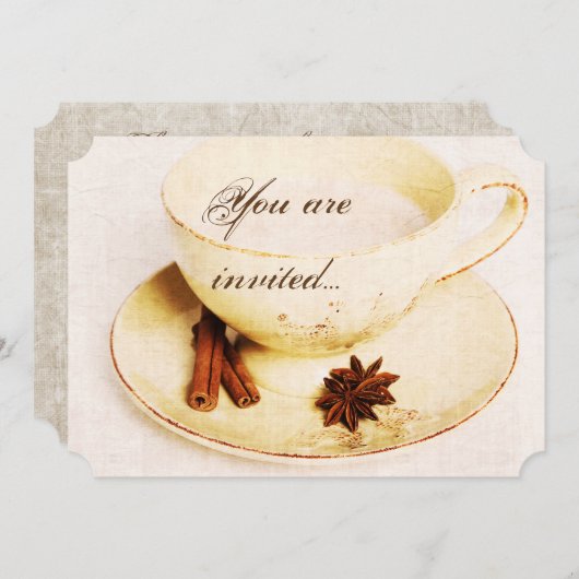 Deliscious Chai Tea Cup - Tea Party Uitnodigen Kaart (Voorkant / Achterkant)