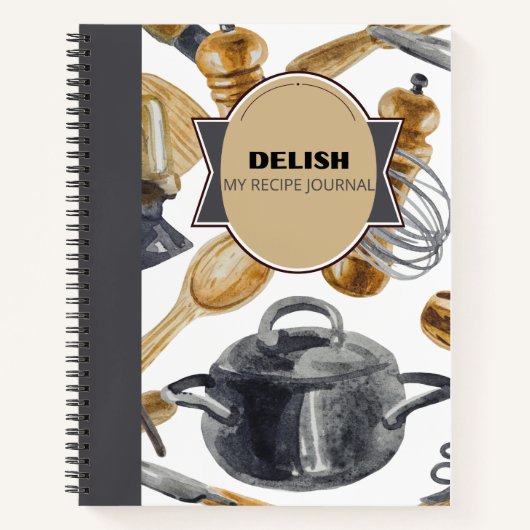 DELISH RECIPE POT & WOOD DESIGN NOTITIEBOEK (Voorkant)