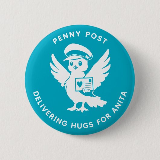 Delivering Hugs Penny Post Bird Ronde Button 5,7 Cm (Voorkant)