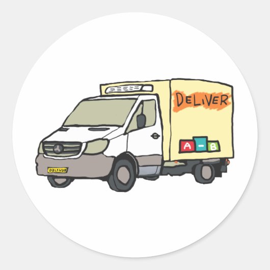 Delivery Van Ronde Sticker (Voorkant)