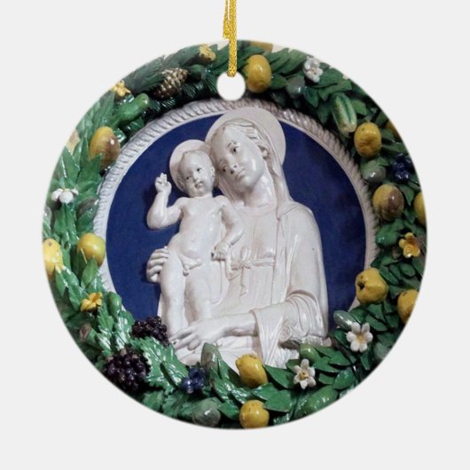 Della Robbia Madonna met Kind- en Vruchtgrond Keramisch Ornament (Achterkant)