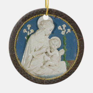 Della Robbia Virgin met Lilies Blue White Madonna Keramisch Ornament