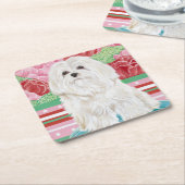 Della Roos Maltese Vierkante Kartonnen Onderzetter (Schuin)