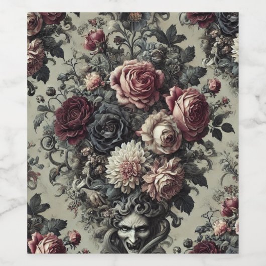 🩸 Dellamorte Dellamore – Gotisch bloemontwerp Wijn Etiket (Enkel label)