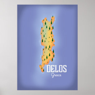 Delos Griekenland Kaart reisposter Poster