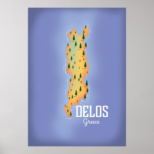Delos Griekenland Kaart reisposter Poster (Voorkant)