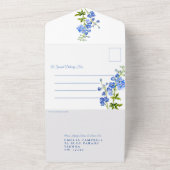 Delphinium blauw waterverf kunst bruiloft all in one uitnodiging (Buitenkant)