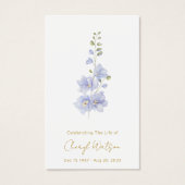 Delphinium | Carte de prière mémorielle simple (Devant)