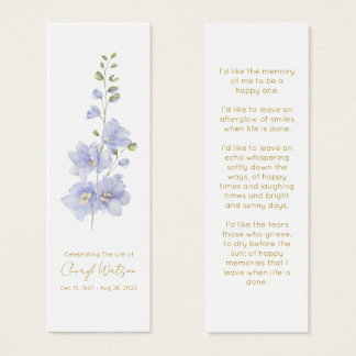 Delphinium | Eenvoudig herdenkings mini-boeklegger Mini Visitekaartjes