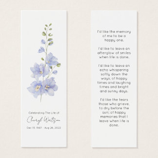 Delphinium | Eenvoudig herdenkings mini-boeklegger Mini Visitekaartjes