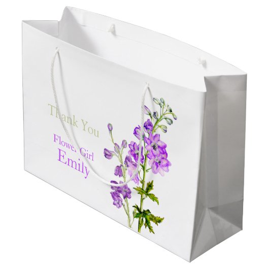 Delphinium fleur mariage fille en faveur sac cadea (Dos Angle)