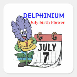 Delphinium - Geboortebloem voor juli Vierkante Sticker