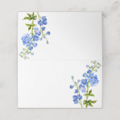 Delphinium geschilderd blauwe bruiloft gast plaats (Buitenkant ongevouwen)
