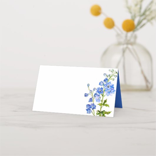 Delphinium geschilderd blauwe bruiloft gast plaats (Achterkant)
