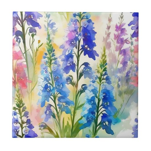 Delphinium impressionist Floral Tegeltje (Voorkant)