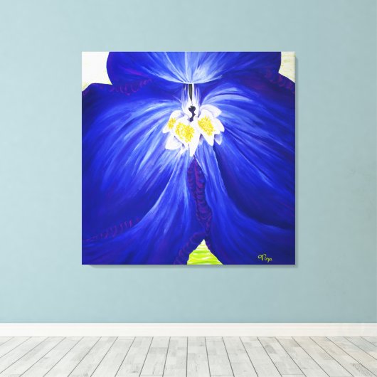 Delphinium - Oorspronkelijk schilderen, omwikkeld  Canvas Afdruk (Insitu (Houten vloer))
