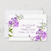 Delphinium paarse waterverf bruiloft QR code RSVP Kaartje (Voorkant)