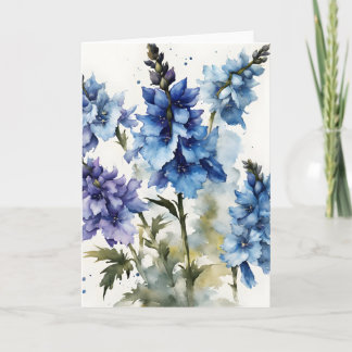 Delphinium - Watercolor bloemen Kaart