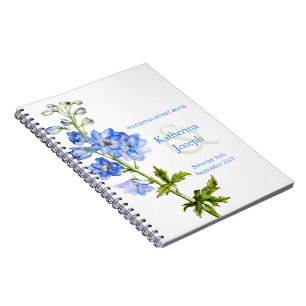 Delphinium waterverf blauw bruiloft gastenboek notitieboek