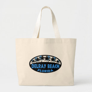 Delray Beach Florida blauwe palmen Grote Tote Bag