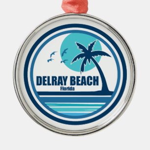 Delray Beach Florida Palm Tree Birds Metalen Ornament
