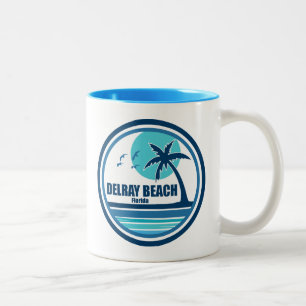 Delray Beach Florida Palmboom Vogels Tweekleurige Koffiemok