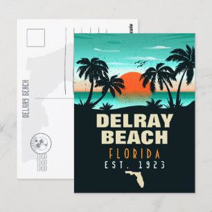 Delray Beach Florida Retro Sunset Souvenirs 60s Briefkaart