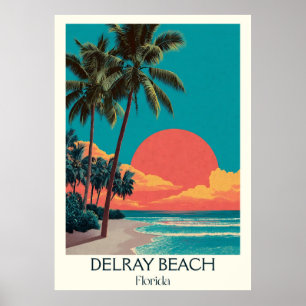 Delray Beach Florida  Sunset Travel Art Poster