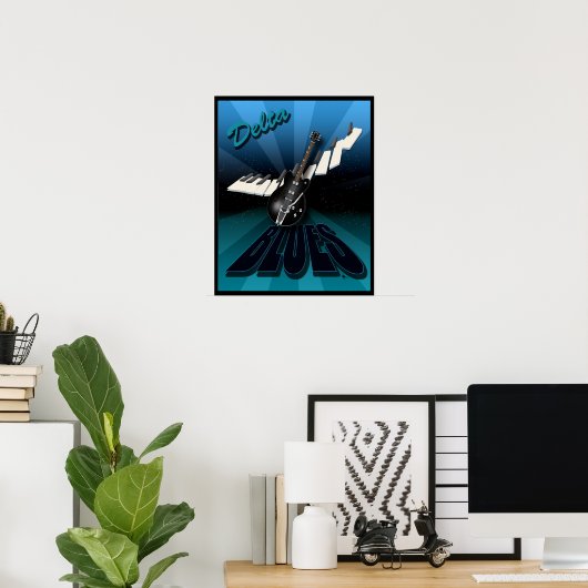 Delta Blues Guitar en Keyboard Starburst Poster (Thuiskantoor)