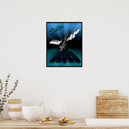Delta Blues Guitar en Keyboard Starburst Poster (Keuken)