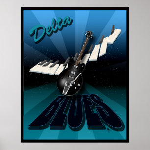 Delta Blues Guitar en Keyboard Starburst Poster