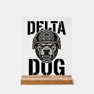 Delta Dog Bulldog Helm Vintage Gravure Ontwerp_ Acryl Bord