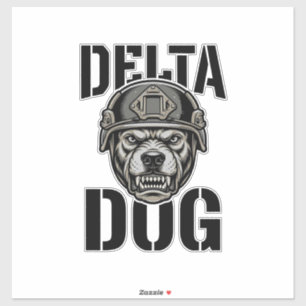 Delta Dog Bulldog Helm Vintage Gravure Ontwerp_ Sticker