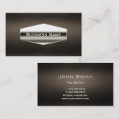 Deluxe Chrome Label Dark Wood Visitekaartje (Voorkant / Achterkant)