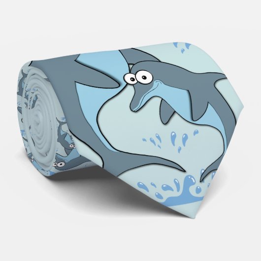 Deluxe Dolphin Pattern Stropdas (Opgerold)