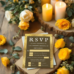 Deluxe Gold Brown Vintage Wedding RSVP-kaart RSVP Kaartje