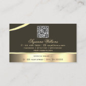 Deluxe goudbruine gebogen lijnen monogram QR-code Visitekaartje (Achterkant)