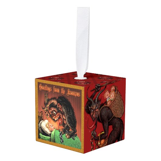 Deluxe Krampus Cube Ornament (Voorkant hoekig)