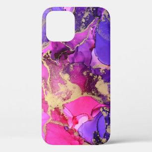 Deluxe Paarse roze goudinksstroom. Vloeibare lagen iPhone 12 Hoesje