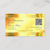 Deluxe Shimmery Yellow Gold Borders Logo QR-code Visitekaartje (Achterkant)