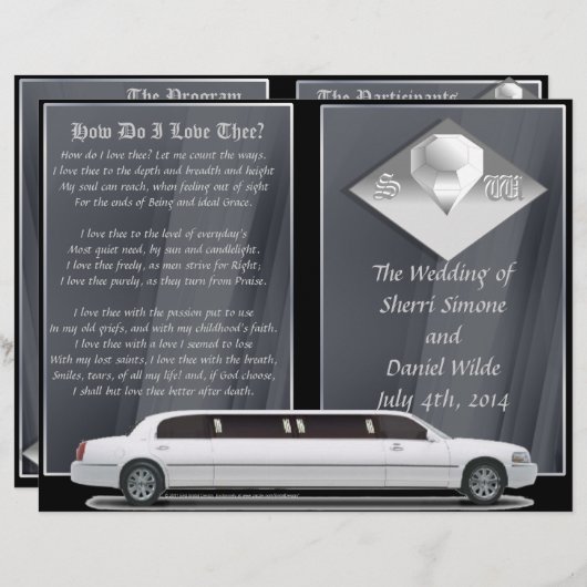 Deluxe Wedding Program (bi-voudig ontwerp) (Voorkant / Achterkant)