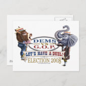 Dem Donkey vs GOP Elephant Briefkaart  (Voorkant / Achterkant)