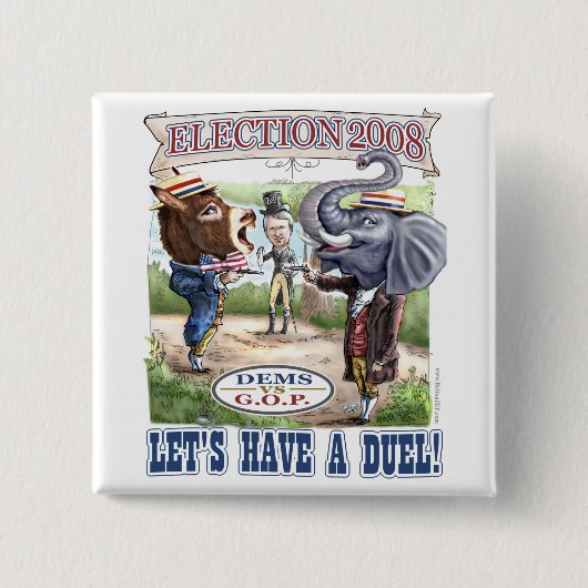 Dem Donkey vs GOP Elephant Button  (Voorkant)