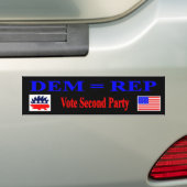 DEM = REP Stemming tweede partij Bumpersticker (Op auto)